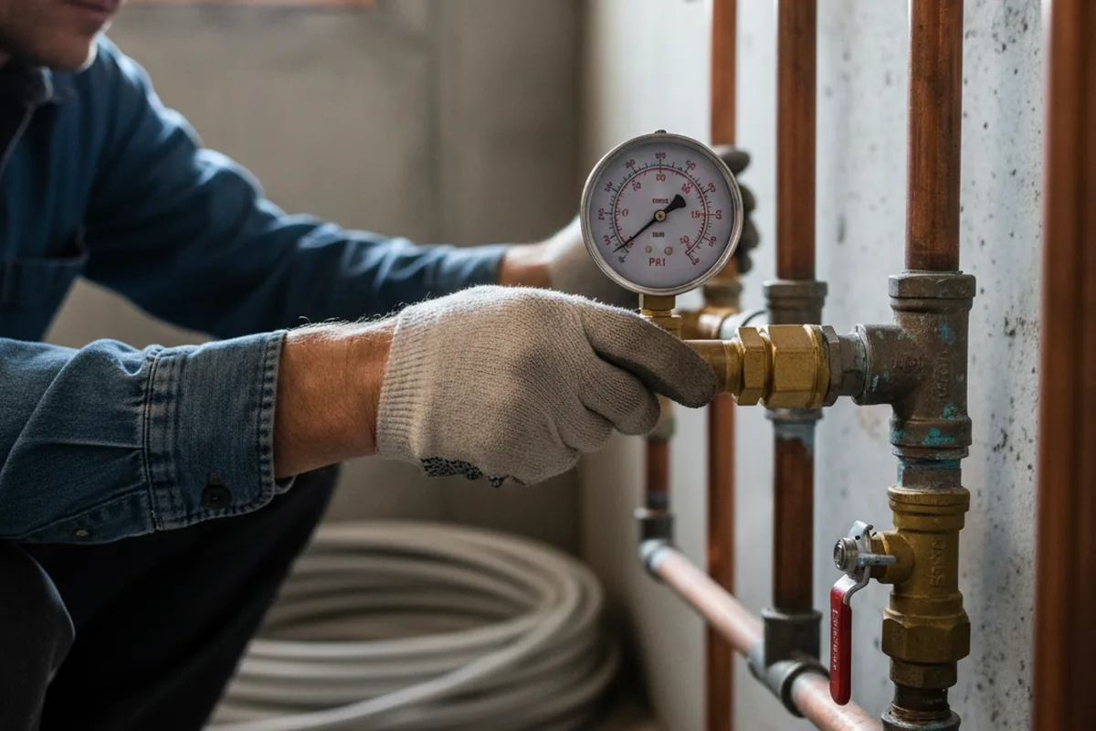 Pressure testing a repaired line during Water Line Repair in Ashtabula